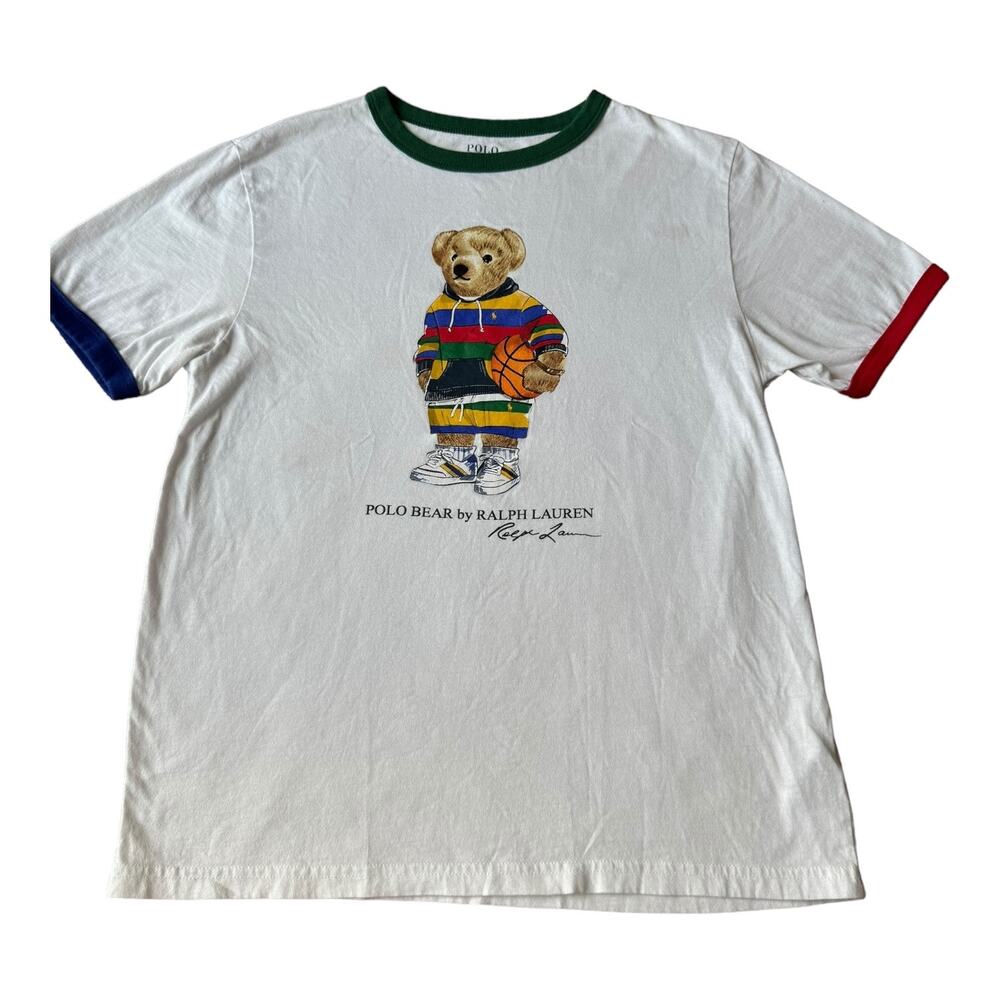 Ralph Lauren Polo Bear T-Shirt Youth L (14–16) 2010s White Ringer Tee - Picture 4 of 7